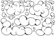 © Chorna_L - Y2k funky cloud shapes. Playful vector design. Cartoon retro bubbles. Outline soap suds illustration on white background