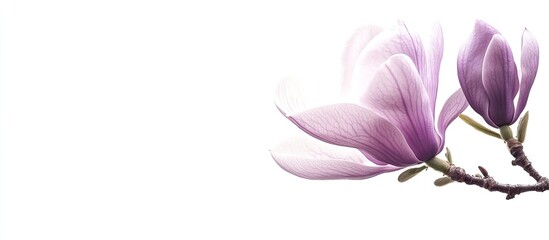 Aufkleber - Single purple magnolia blossom Horizontal image featuring copy space on the right