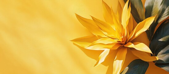 Wall Mural - Yellow plant from a top view with sunlight. with copy space image. Place for adding text or design