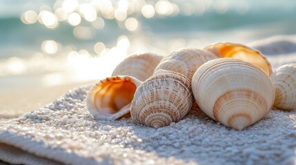 Wall Mural - Seashells on a Sunny Beach