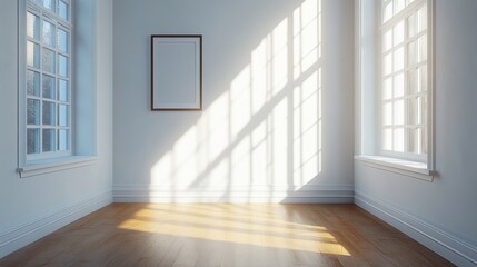 Sticker - Bright Sunlit Room with Wooden Floor