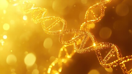 Golden DNA Helix on a Golden Background