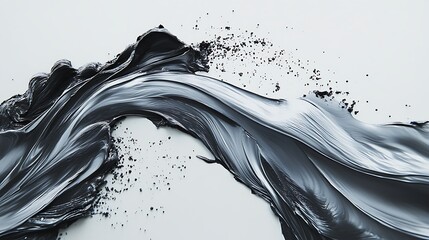 Canvas Print - Abstract Black Paint Swirl on White Background