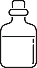 Canvas Print - Simple black and white line drawing of a bottle containing a liquid, ideal for representing concepts related to beverages, chemistry, or containers