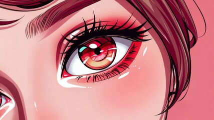 Wall Mural - Capture the essence of love with this animestyle illustration featuring vibrant, expressive eyes that enchant.