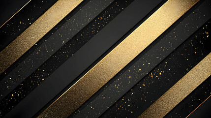 Wall Mural - abstract black and gold diagonal stripes with glitter background