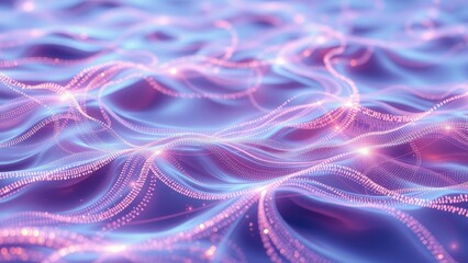 Poster - Abstract digital waves in pink & blue