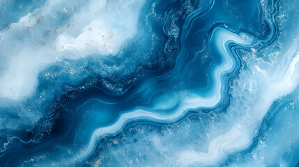 Wall Mural - abstract blue and white swirling agate texture background