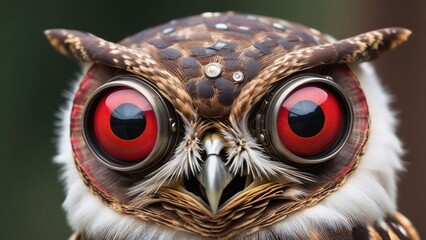 Poster - Red-eyed owl close-up