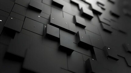 Wall Mural - Abstract Black Geometric Background D Cubes Pattern