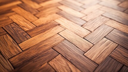 Wooden Parquet Floor Close-up with Herringbone Pattern