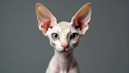 Wall Mural - A sphinx cat in close-up on a gray background