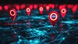 © Naphol - A vibrant digital representation of location markers in red, conveying navigation, connectivity, and modern technology.