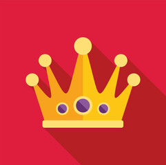 Poster - Golden crown with purple gems is standing out on a red background, evoking concepts of royalty, power and authority