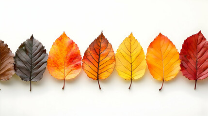 Sticker - Autumn Leaves Color Gradient White Background