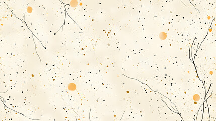 Sticker - Abstract Beige Background with Black and Yellow Splatter