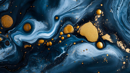 Poster - Abstract Blue and Gold Swirling Marble Texture Background