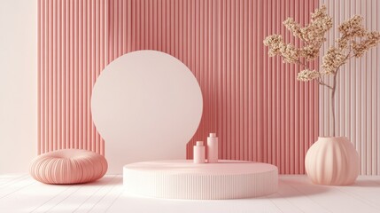 Aufkleber - Geometric pastel colored background designed for a cosmetic or product display podium in 3D render
