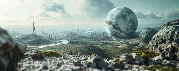 Poster - Colonization of a new world, 4K hyperrealistic photo