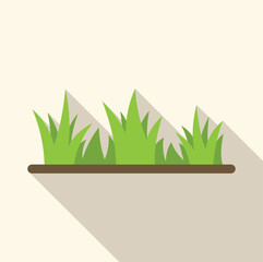 Canvas Print - Simple vector illustration of green grass growing from the ground casting a long shadow