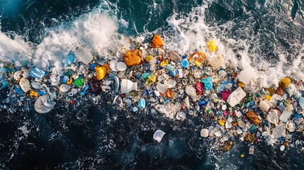 Wall Mural - Ocean Pollution: A Sea of Plastic Waste