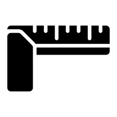 try square, ruler, measurement, tools, carpentry solid or glyph icon