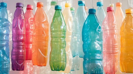 Poster - Colorful Plastic Bottles Hanging in a Row