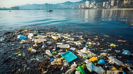 Sticker - Plastic Pollution in a Harbor