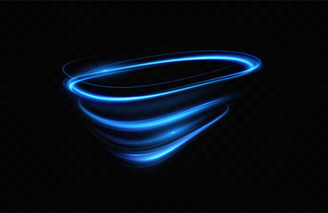 Wall Mural - Blue neon ring. Glowing circle. Glow effect. Round light frame. abstract light lines of movement and speedAbstract light lines of movement and speed. light blue ellipse.	