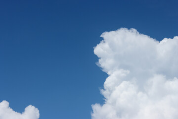 White cloud or cloudscape with blues clear sky in sunny day on rain season, weather forecast and climate change concept, copy space for text