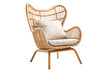 © Phuwadon - A rustic rattan armchair with a natural woven design and a relaxed boho vibe, isolated on a white background