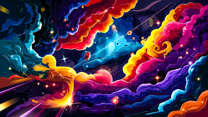 abstract backgrounds stunning illustration universe nebula galaxy starry sky planets colorful	