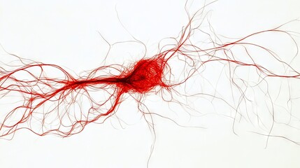 Wall Mural - A red and white image of a network of neurons