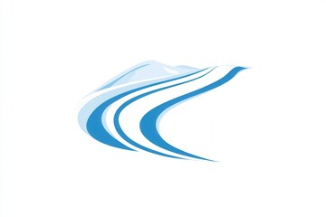 Leinwandbilder - The design features smooth, flowing lines symbolizing a ski trail winding through pristine snow in a tranquil mountain setting. Generative AI