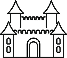 Sticker - Simple vector icon of a medieval castle representing history, architecture, and tourism