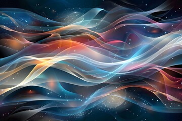 Wall Mural - Ethereal Waves of Color and Light in a Cosmic Landscape