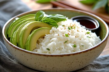 Wall Mural - rice with avocado slices