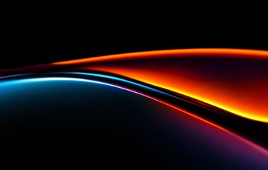 Wall Mural - A black background with a blue and orange wave