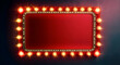 © john - Vector realistic isolated red lightbox marquee frame with stars with neon bulb lamps for template decoration on the wall background. Concept of cinema