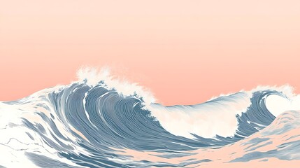 Poster - Abstract Blue and Pink Wave Illustration