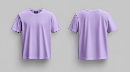 Wall Mural - Lilac T Shirt Mockup   Front and Back View  Isolated on White Background