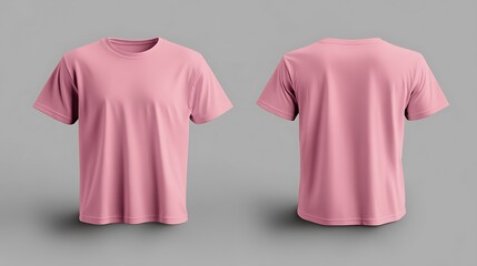 Pink T Shirt Mockup Front and Back View