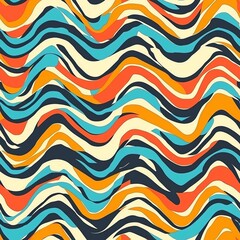 Wall Mural - seamless pattern of abstract waves and zigzags in bold, mixed colors