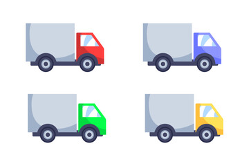 Truck set icons. Delivery icons. Flat style. Vector icons.