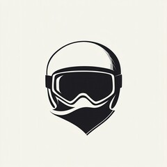 Poster - This logo features a minimalist design of a ski helmet and goggles, ideal for winter sports apparel and gear branding. Generative AI