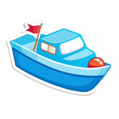 Poster - Boat toy cartoon sticker design on a isolated white background (3)