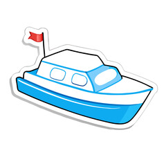 Wall Mural - Boat toy cartoon sticker design on a isolated white background (8)