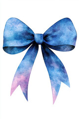 Canvas Print - Watercolour blue bow clipart in watercolour style with an isolated