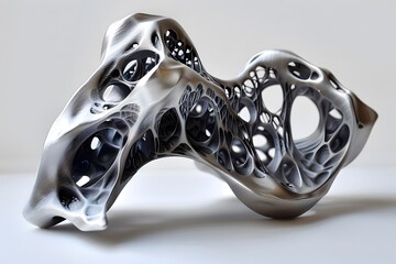 Sticker - Intricate Metallic Sculpture Showcasing Organic Forms and Complex Patterns