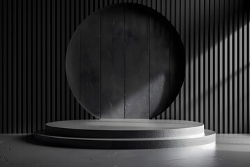 Canvas Print - Minimalist Stage Design with Circular Backdrop and Dramatic Lighting